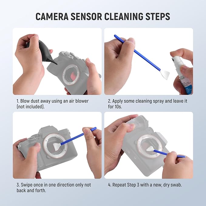 NEEWER 12 in 1 Camera Lens Cleaning Kit for DSLR Cameras, Electronics, Smartphones, Tablets, 10x Cleaning Swab for 24mm Full Frame Sensor + 1x Cleaner Spray + 1x Cloth, HM-46