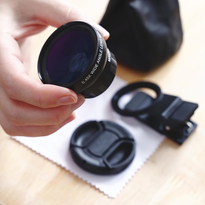 LensXpert® Universal 2-in-1 Cell Phone Camera Lens Kit: 0.45X Super Wide Angle & 12.5X Macro Lens, Clip-On Attachment for iPhone, Samsung, Android Smartphones – Capture Stunning Photos Anywhere