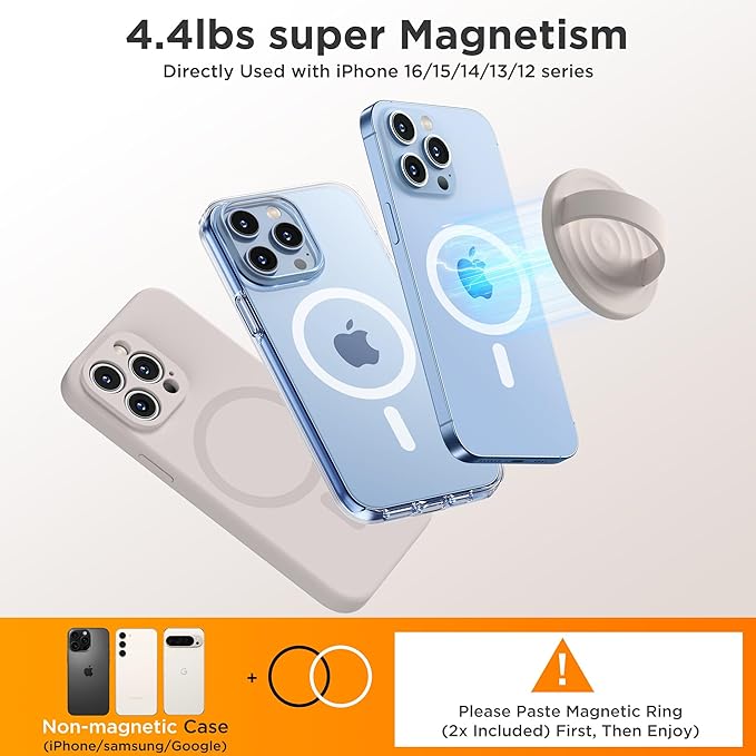 Upgraded Magnetic Phone Grip, Liquid Silicone Soft and Portable, Removable Finger Loop Ring Grip Holder for iPhone, Strong Magnetic Attraction, Compatible with MagSafe Phone Case, Stone