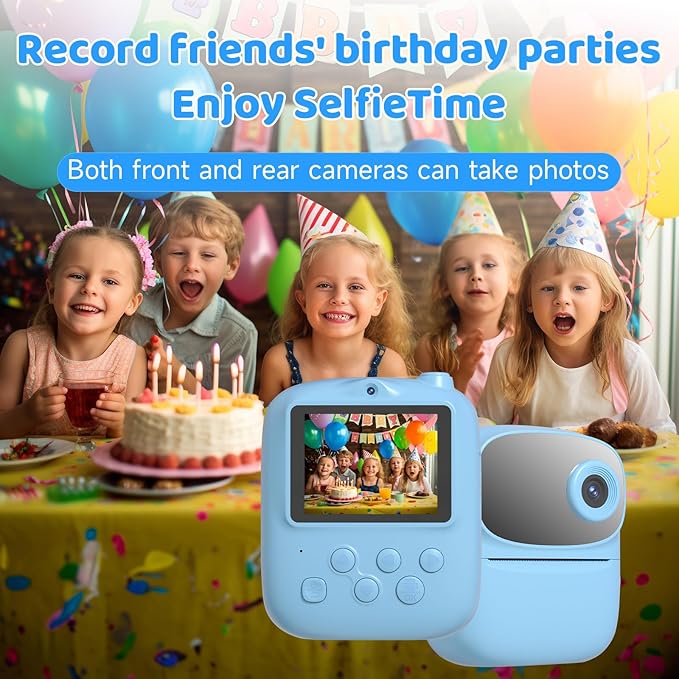 Kids Instant Print Camera 2025, 32GB Memory, Dual Lens with 2.4-Inch Screen and 1080p HD, Nice Gift for Boys and Girls Ages 4-13, Ideal for Toddlers and Teenagers