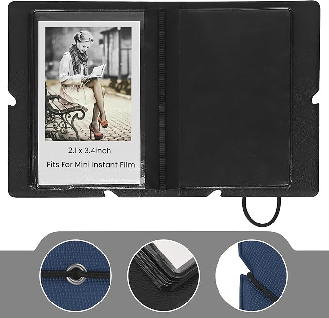 Lifting 2 Pack Mini Photo Album with 28 Pocket 2x3 Inch Pictures Fits for Fujifilm Instax Mini 7s 8 9 11 25 26 40 50s 90 Evo Z2300 Instant Camera, Polaroid Snap,Kpop Photocard Holder (Marine Blue)