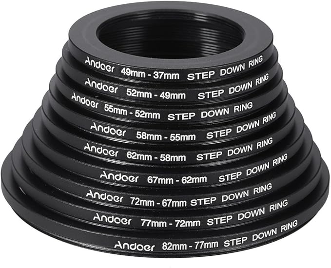 Andoer® 18pcs Step Up/Step Down Lens Filter 37 49 52 55 58 62 67 72 77 82mm Metal Adapter Ring Kit