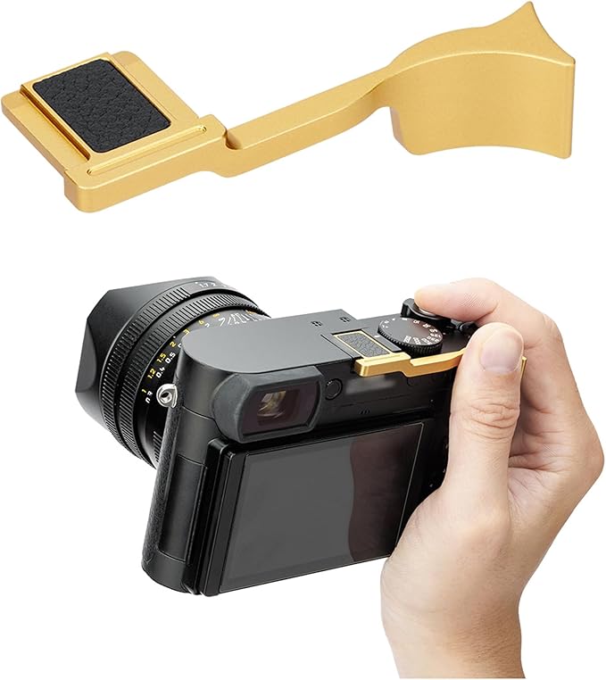 JJC Deluxe Metal Thumb Up Grip for Leica Q3 43/Q3/Q2 Cameras, Hot Shoe Thumb Rest Support Grip for Stable and Safe Hand Hold, with Anti-Scratch Silicone Pad, Not Affect The Use of Camera Buttons