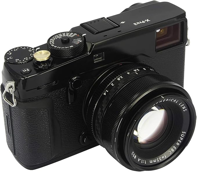 Haoge Metal Shutter Release Button for Fujifilm XM5 XT50 XT4 X-E5 Xhard X-E2S X-E3 XT2 XT3 X-T30 II XT20 X-Pro3 XPro2 X100VI X100V X100TS X100F and Leica D LUX 8 Q3 M10 M11 M240 Concave Surface Golden