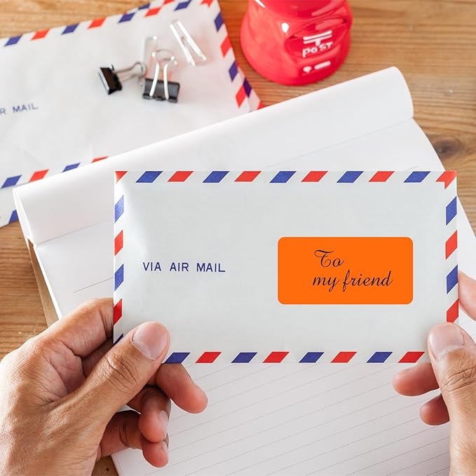 2" x 4" Colored Address Labels, 200 Bright Orange Label Stickers- Laser/Ink Jet Printer Mailing Labels, 8.5"x11" 20 per Sheet