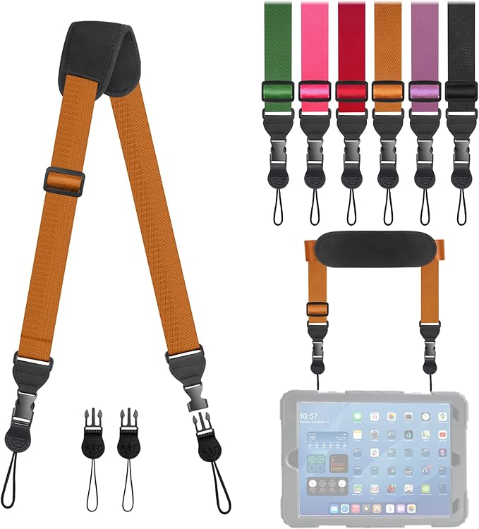 Universal Shoulder Strap, Removable Neoprene Padded Camera Strap, Adjustable Neck Lanyard for iPad, Binocular, Tablet Case, Camera, Luggage Bag (Brown Universal Shoulder Strap)