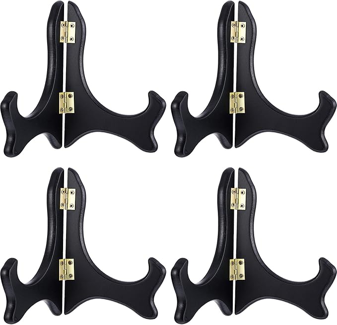 Tatuo 4 Packs Wooden Display Stand Decorative Plate Stands for Display Picture Frame Holder Easels