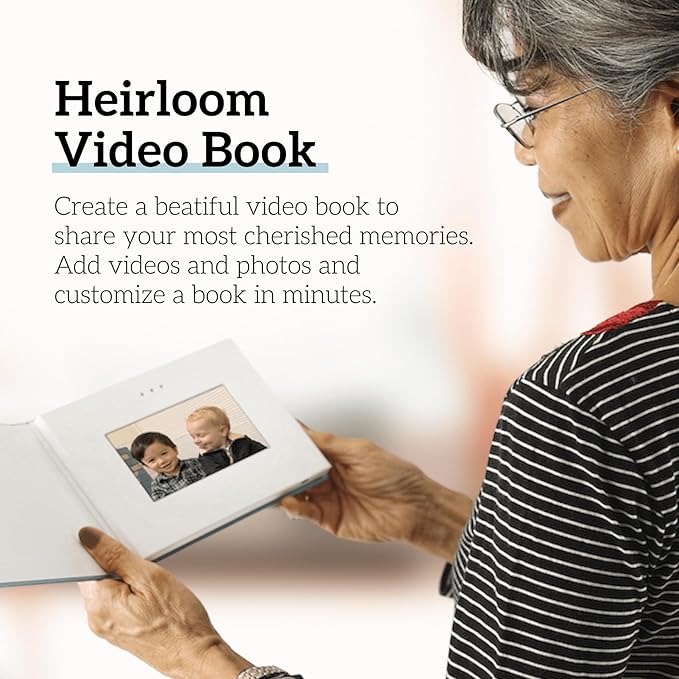 Heirloom Video Book - 5" HD Screen for Custom Memory Gift - Wedding Birthday Christmas Anniversary - 20 Min Video Photo Keepsake - USB Rechargeable - Baby