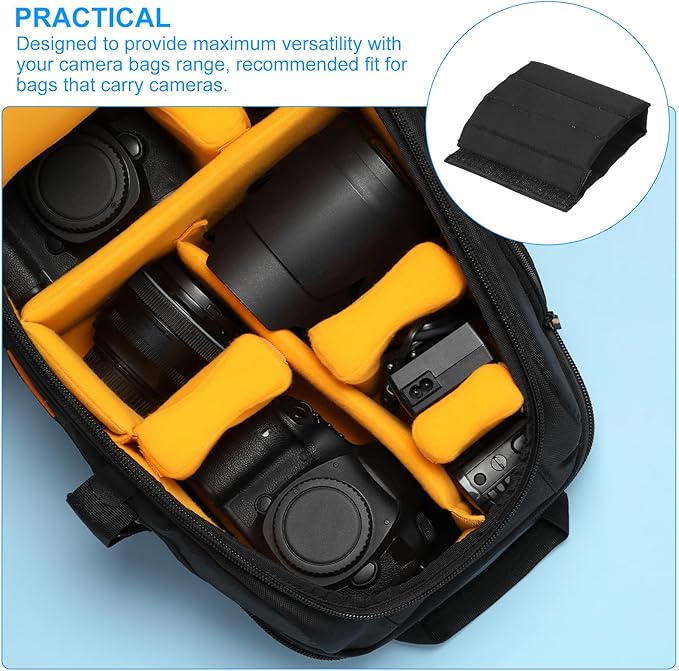 PATIKIL Camera Bag Divider, 2Pcs 8.66"x4.72"x0.31" Shockproof Camera Bag Inserts Separator Pad Protective Lens for Nikon Camera DSLR Protect Bag Organizer Universal Divider Cushion, Black