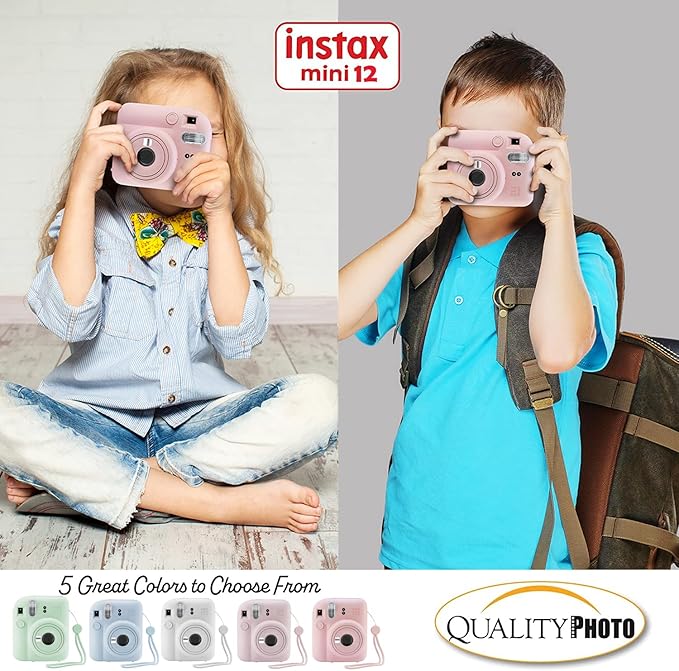 Fujifilm Instax Mini 12 Instant Camera + 60 Photo Prints + Quality Photo Value Bundle, Case, Decoration Stickers, Frames, Photo Album, (Blossom Pink)