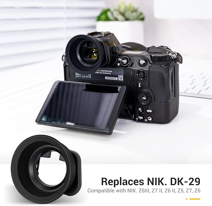 Kiwifotos Soft Round Shape Eyecup Eye Cup Eyepiece for Nikon Z6 III Z6 II Z7 II Z5 II Z6III Z6II Z7II Z5II Z6 Z7 Z5 Mirrorless Cameras, Replace Nikon DK-29 Eyecup, Extended Viewfinder Protection Cover
