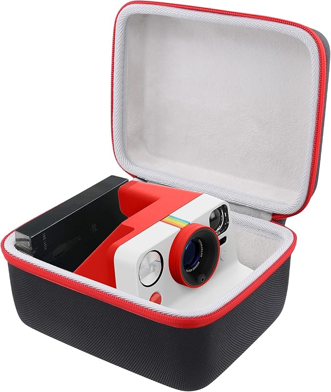 khanka Hard Carrying Case for Polaroid Now 3rd Gen I-Type,Now+ 3rd,Now 2nd,Now+ 2nd Gen,Flip,Originals Now I-Type,Originals Now+,I-2,OneStep+,OneStep 2 Instant Film Camera(Red Zipper)