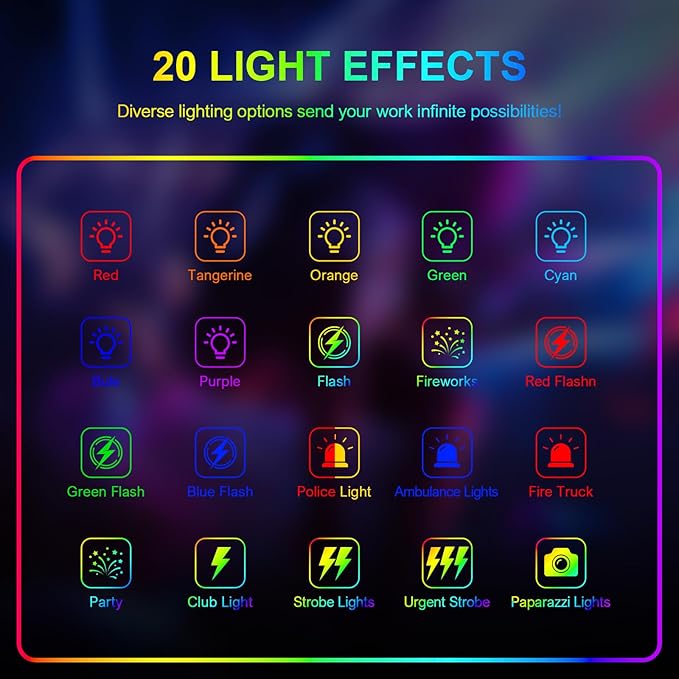 Hagibis RGB Camera Light,360°Full Color Portable Video Light LED Photo Light w Cold Shoe,2200mAh Rechargeable CRI97+,20Effects Lighting for Photography/Advertising Poster/Short Film (RGB-Black)