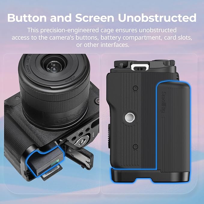SMALLRIG R50 V Handgrip L-Shape Grip for Canon R50V with Quick Release Plate for Arca, Lightweight Ribbed Side Handle, Cold Shoe Mount, 1/4"-20 threaded holes, Support Vertical Shooting (Black) - 5429