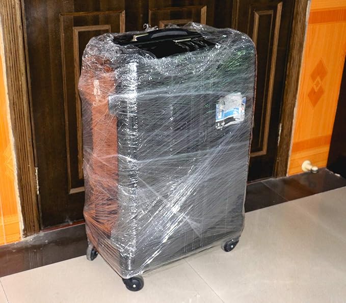 BOMEI PACK 4 Pack 1500ft Industrial Clear Stretch Wrap Film 70 Gauge 15" with 3inch Plastic Rolling Handles for Pallet Wrap, Durable Self-Adhering Packing, Moving, Heavy Duty Shrink Film