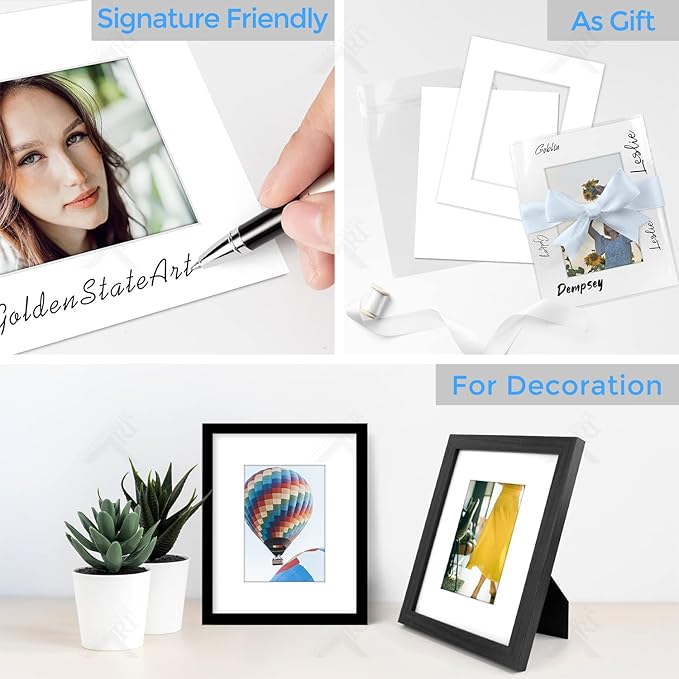 Golden State Art, Acid-Free, Pack of 25, 8x10 White Picture Mats Mattes with White Core Bevel Cut for 5x7 Photo + Backing + Bags