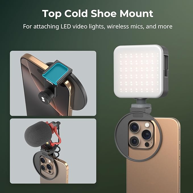 SmallRig Universal 67mm Threaded Filter Adapter for Phone Photography, Compatible with 67mm Threaded Filters & LED Lights, Built-in Cold Shoe Mount -5174