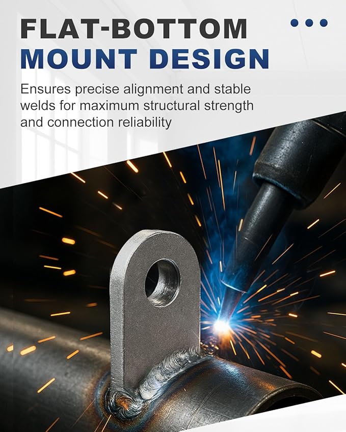 50 Pcs Weld on Tabs, Universal Shock Mount Flat Tab Bracket 1" W, 1 1/2" H, 3/8" Hole, 1/8" Thickness, Mild Steel Weld on Shock Mounts for Easy Welding