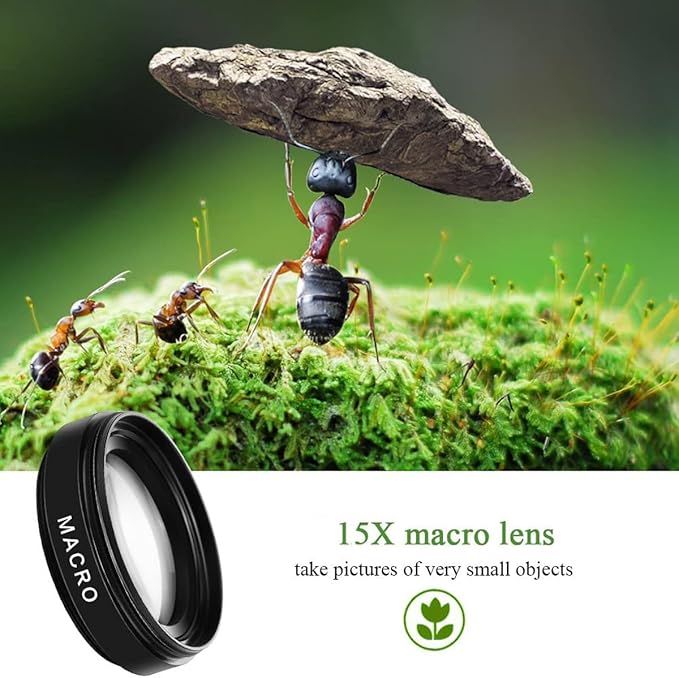 Fisheye Lens iPhone Phone Camera Lens Kit Wide Angle Macro for iPhone 14 13 12 11 X XS Xr Se 8 pro max Mini Samsung Most Phones with Clip PU Bag (Black) …