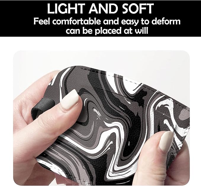 2 Pack Luggage Tag Suitcase Tags PU Leather Identifiers Privacy Cover Luggage Tags Aesthetic Cute Travel Bag Labels for Women Girls Men-Black Fluid