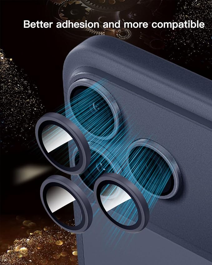 Compatible with iPhone 17 Pro Max/17 Pro Camera Lens Protector (Deep Blue) 1:1 Invisible Fit,Ultra Clarity,Military-Grade 9H+ Aerospace Glass,Anti-Scratch & Easy Installation