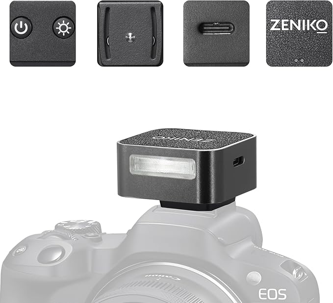 ZF04 Lightweight On-Camera Flash,Mini Flash Speedlite, CCT 6500K±200K,372 Full-Power Flash Light with Universal Hot Shoe Mount Fit for Canon, Nikon, Sony, Fuji,Leica Cameras (Black)