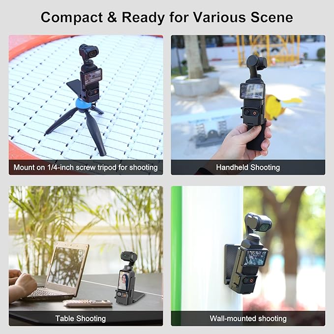 Folding Magnetic Mount Base Bracket for DJI Osmo Pocket 3 Accessories- Adjustable Magnetic Phone Mount, Portable Desktop Tripod Stand, Handheld Grip Handle, Vlogging Accessories (Black)
