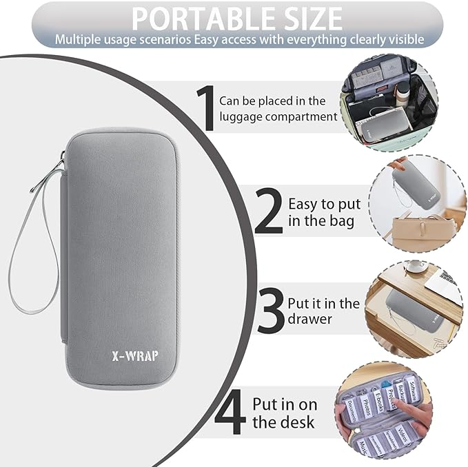 VNEIRY 12-Slot USB Drive Organizer w/Velcro Labels & Quick-Dry Marker - Peel & Stick Anywhere! Secure Case for Thumb/Jump Drives | Fits Most USB Sticks | 12-Capacity | Gray