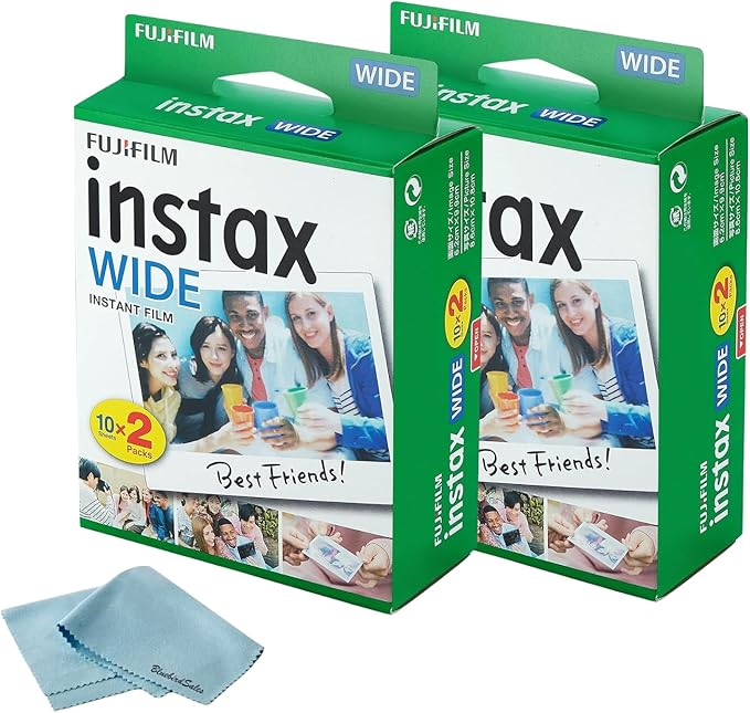 Fujifilm Instax Wide Instant Films for Fuji Instax Wide (40 Exposures) + BluebirdSales Microfiber Cleaning Cloth