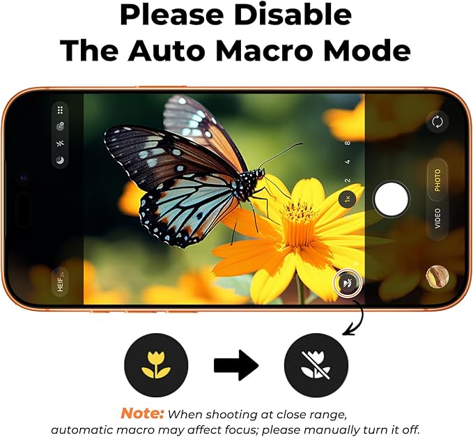 Phone Camera Lens Kit 2 in 1, 0.45X Wide Angle Lens+ 12.5X Macro Lens, Cell Phone Len Attachments Accessory for iPhone, for Samsung, for Android Smartphone