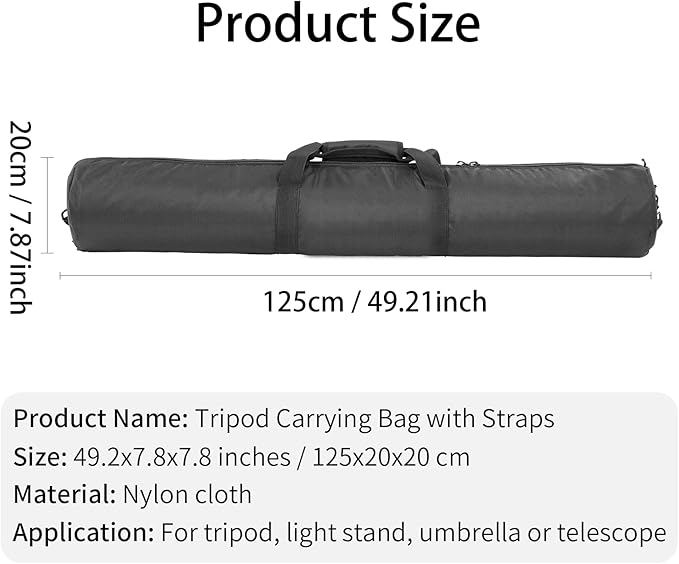 Meking 49in Padded Tripod Carrying Case Bag with Shoulder Strap for Light Stand, Boom Stand, Monopod, Umbrella and Other Photography Photo Studio Accessories