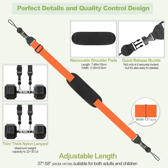 Universal Shoulder Strap, Removable Neoprene Padded Camera Strap, Adjustable Neck Lanyard for iPad, Binocular, Tablet Case, Camera, Luggage Bag (Orange Universal Shoulder Strap)