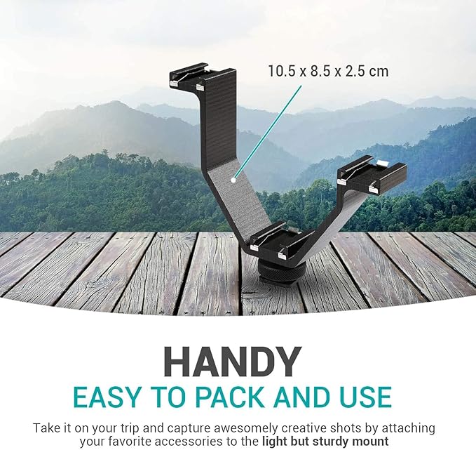 Movo MQ-THM01 Triple Shoe Bracket - Camera V Bracket for Lights, Monitors, Microphones and More (Small)