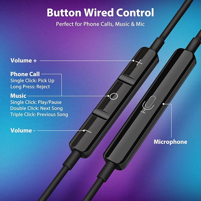 Jiunai USB C Earbuds for Samsung S24, Wired Headphone with USB C Plug in Ear Magnetic Stereo Remote Control Corded Type C Earphones for iPhone 17 16 15 Galaxy S26 S25 S23 for iPad Pro Gradient Purple