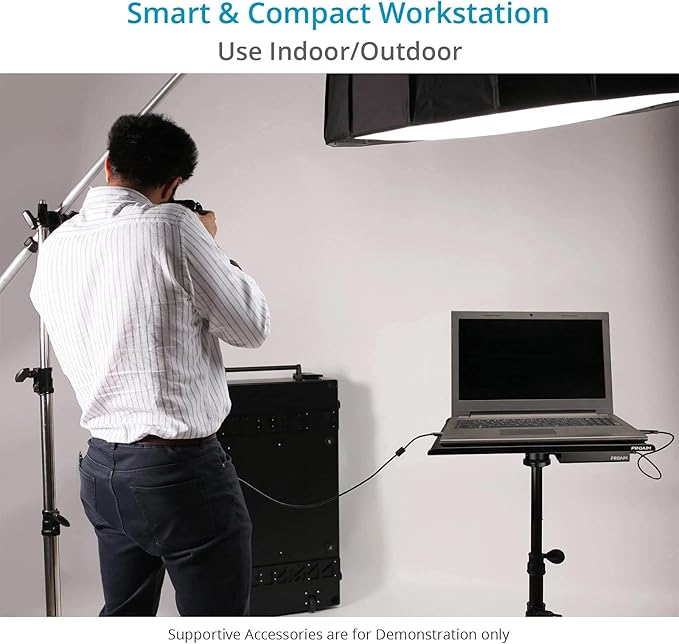 PROAIM Universal Laptop Workstation for Tethered Shooting – Size 16x13” Fits All Laptops | Most Affordable Workstation for Photographers, Videomakers & Filmmakers | Aluminum Desk mounts to C-Stand