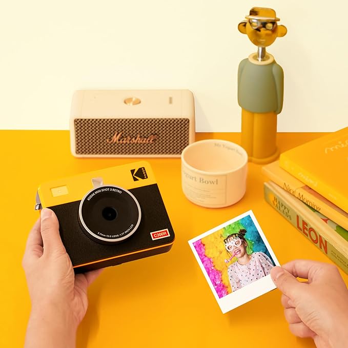 KODAK Mini Shot 3 Retro 4PASS 2-in-1 Instant Digital Camera and Photo Printer (3x3 inches) Initial 8 Sheets + 30 Sheets Gift Bundle, White (NOT Zink)
