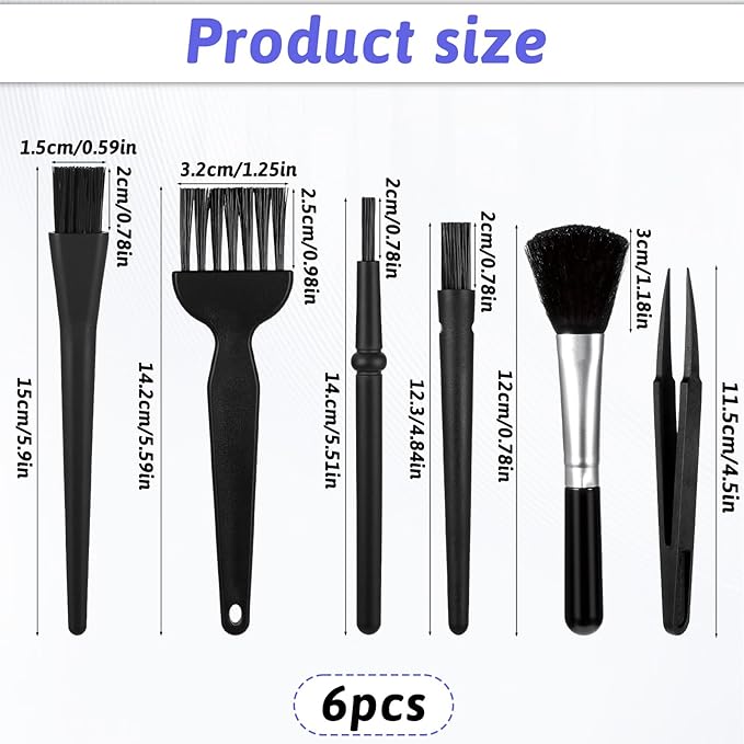 6 PCS Mini Keyboards Cleaner Brushes Kit, Small Keyboard Brush Nylon Anti Static Dusting Brush Electronics Cleaning Small Spaces Keyboard Cleaning Brushes for Cleanings Computer Motherboard Camera
