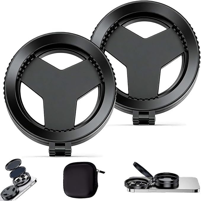 Anti-Glare Magnetic Phone Filter, Circular Polarizing Filter, Anti-Glare, Reduces Reflections Enhances Colors, Professional 52mm Polarizing Filter,Compatible with Most Mobile Phones (2 Set)