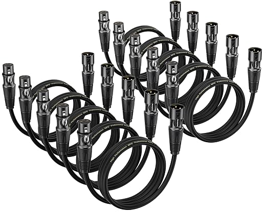 XLR Cables 1.5 Ft 10 Packs - Male to Female Microphone Cable with 3-Pin Balanced Shielded XLR Speaker Cables Mic Cable