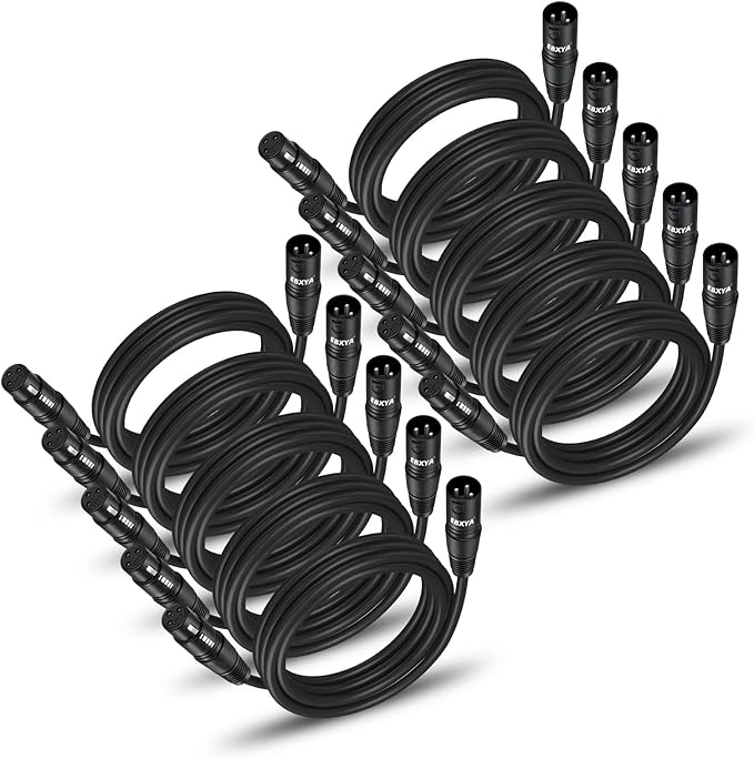 EBXYA XLR Patch Cable 6 Ft 10 Pack, 3 Pin Male to Female Short Microphone Mic Cable Premium DMX512 Lighting Cable Compatible with Speakers, Mixer, Stage Lighting