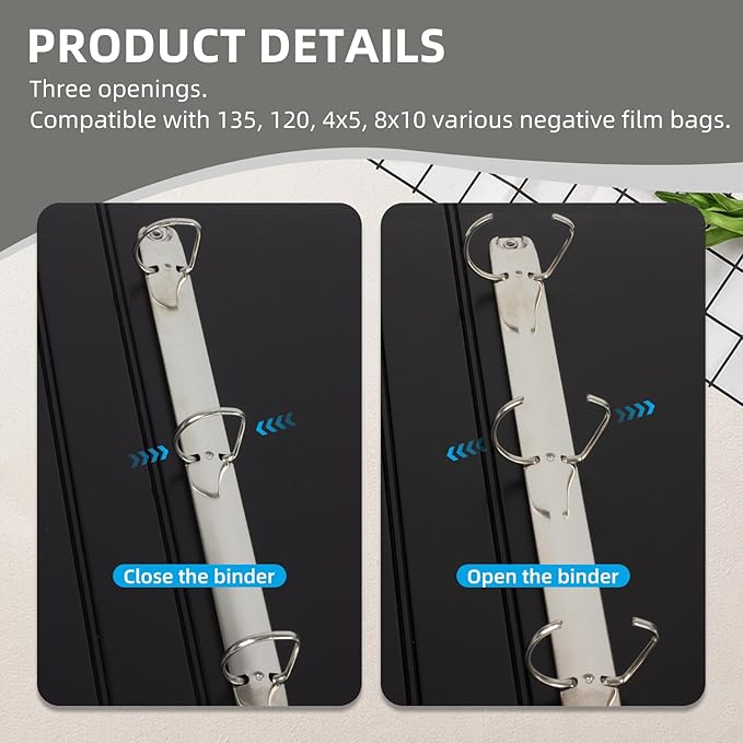 eTone Archival Storage Sheets 120 Negative Page Preservers Sleeves with Film Album Ring Binder(50x120)