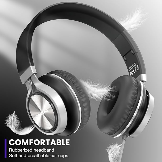 INFURTURE USB C Headphones with Mic,Volume Control,Tangle-Free Plaiting Line,Type C Headphones Wired,Lightweight Foldable for iPhone 17/15/16 Headphone Series/Tablet/School/Travel/Sports/Audiobooks