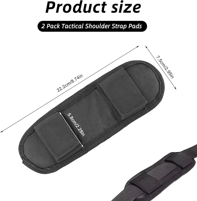 2 Pcs Black Shoulder Strap Pad,Universal Extra Thick Replacement Shoulder Strap Pad, Removable Fastener Cushions for Backpack Satchel Guitar Strap,Black Ergonomic Design for Comfortable Carrying