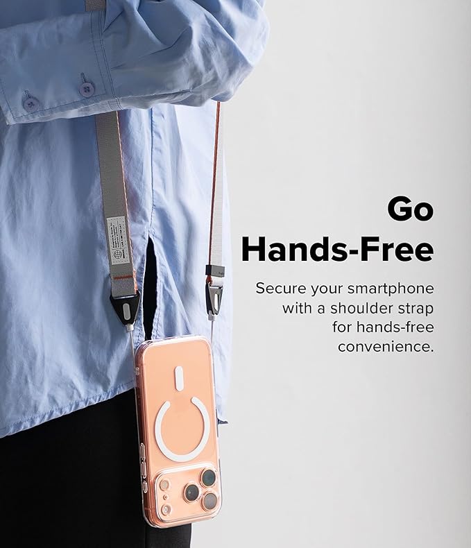Ringke Shoulder Crossbody Strap [Adjustable Neck Lanyard Strap with Sturdy String] [One-Touch Buckle] for Phone Case, Camera, Keys, USB Flash Drive, and ID Badge - Ash Orange