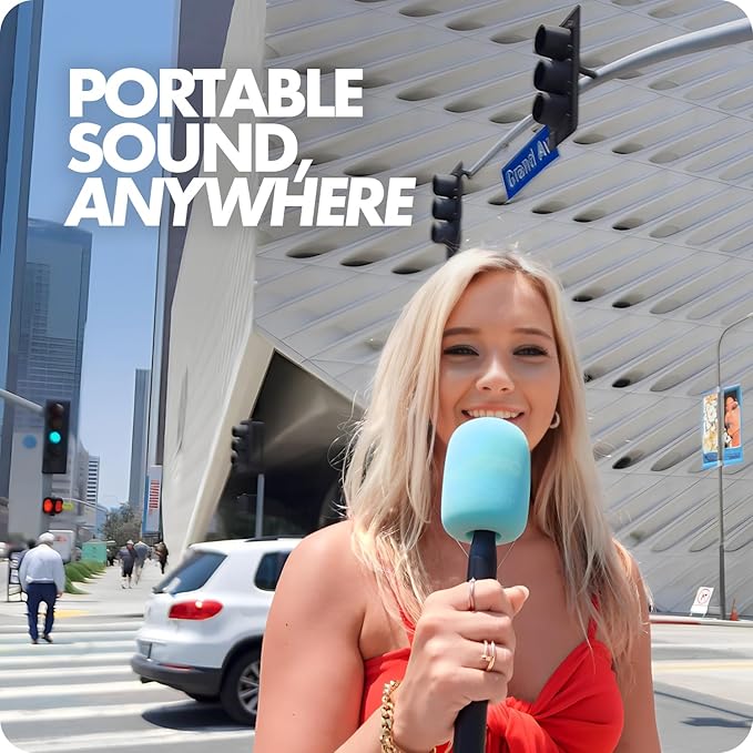Movo WMX-HM Wireless Microphone Handle for Interviews – Handheld Adapter for DJI Mic, RODE Wireless GO, & More – Includes Mic Flag – for Creators, Journalists & Youtubers