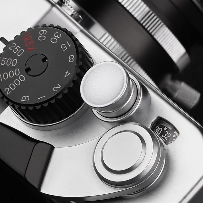 Haoge Metal Shutter Release Button for Fujifilm XE4 XE2 XE2S XE3 XT4 XT2 XT3 XT10 XT20 XT30 X-T30 XPro1 XPro2 xx-pro3, Leica M Type240 M-Monochrom, Hasselblad 503CW Concave Silvery Gray