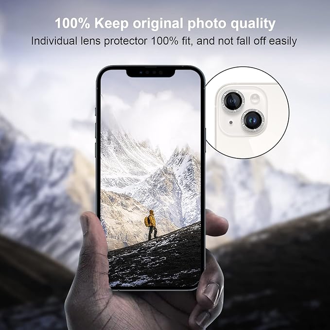 Jeluse 2X2 Pack Camera Lens Protector for iphone 14 Plus for iphone 14, 9H Tempered Glass Screen Protector Cover [Alignment Kit Eazy installation] Metal Individual Ring