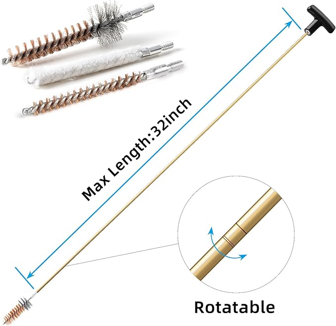 Universal Gun Cleaning Kit for .22 .223Cal 5.56mm .22LR Rifle Pistol, Bore Chamber Brush,Bore Mop,Gun Snake,Star Chamber Cleaning Pads,Brass Rods in Zippered Compact Case