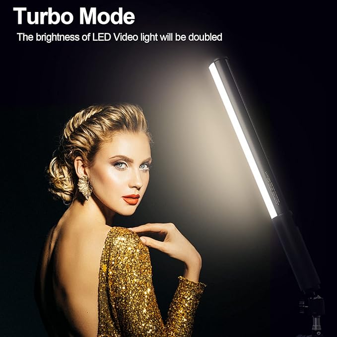 LUXCEO RGB LED Video Light Wand, Handheld Photography Light Stick with Remote Control, Dimmable 2500K-6500K CRI97+ Full-Color LED Light with 2500mAh Built-in Battery, 12 Light Scenes