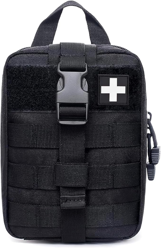 Molle medical pouch ifak bag first aid kit tactical pouch empty emt med belt pouch rip away small rescue trauma pouches (Black)